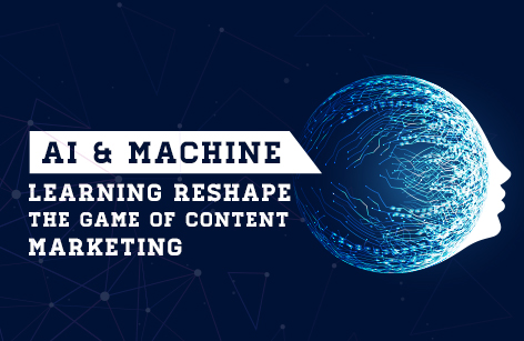 Futuristic Image of Ai and text written AI and ML Reshape the Game of Content Marketing